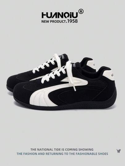 HUANQIU 2025新款男鞋男士滑板鞋一双时尚休闲高帮透气居家办公户外运动鞋多功能轻便舒适德迅鞋赛车鞋休闲鞋跑步鞋黑白四季鞋