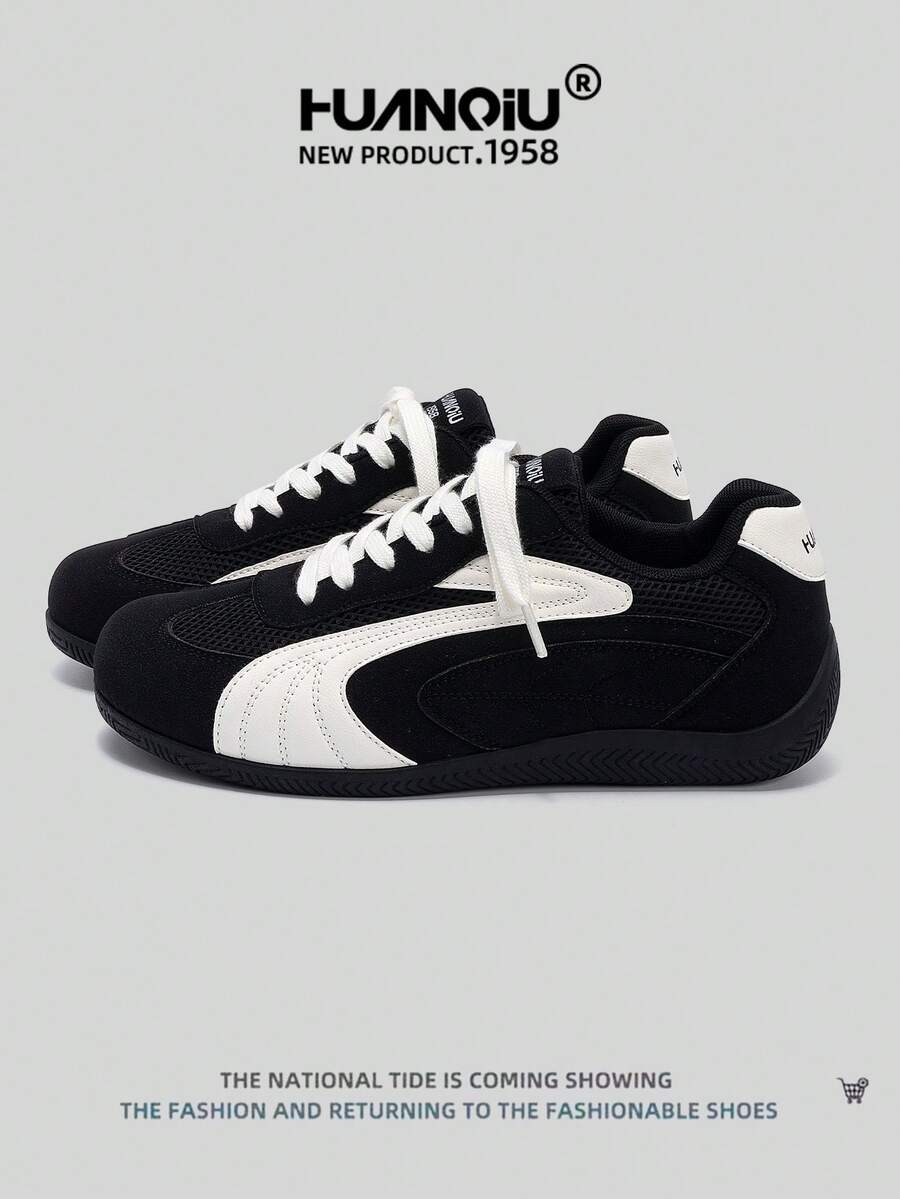 HUANQIU 2025 New Men's Shoes Men's Skateboard Shoes A Pair Of Fashionable Casual And High-Rise Breathable Home Office Outdoor Sports Shoes Multifunctional Lightweight And Comfortable Dexun Shoes Racing Shoes Casual Shoes Running Shoes Black And White Four-Season Shoes