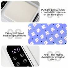 3-In-1 Nail Dryer UV LED Lamp, 96 LED Beads, Auto Sensor, Timer, LED Display Panel, Dual Hand Use - White - Halloween, Christmas, Valentine's Day Gift - EU C Type Plug(220-240V) - View 2