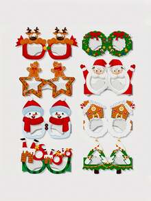 8Pcs Christmas Glasses Christmas Party Favors Supplies For Christmas, Christmas Accessories Christmas Photo Props Stocking Stuffers Glasses Party Frame Goody Bag Stuffers Home Decor Christmas Decorations Room Decor
