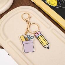 1pc Graduation Season College Style Big Pencil With 2D Acrylic Colorful Flag Book Key Pendant Holiday Gift For Teachers Teachers Small Gift Pendant Used As A Souvenir Daily Versatile Pendant Inspirational Pencil Keychain Set For Teachers And Students - 2025 Graduation Gift, Classroom Decor, Backpack Charm Back To School Season Bag Charms Car Accessories Friend Sister Gift Ideas