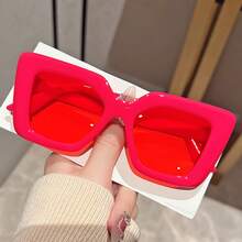 Oversized Cat Eye Fashion Glasses For Women Y2K Fashion Street Style Props Glasses Vacation Beach Party - 粉色 - 查看 8