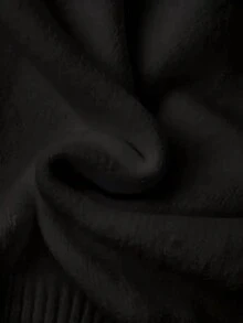 休闲纯色长袖连帽针织开衫 黑色 - 黑色 - 查看 3