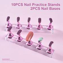 2 Sets Nail Display Stands, Nail Display Stand Painting Nails Nail Magnetic Practice Stand, Nail Polish Practice Nail Art Kit Beginners, Home And Nail Salon Use (Silver) - 銀色 - 查看 12