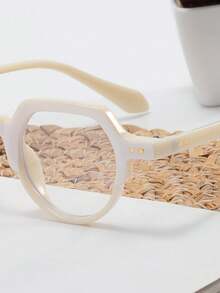 1pc Oval Computer Glasses, Unisex For Daily Business Office Use - White - View 4