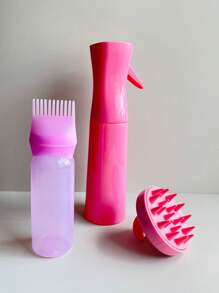 3 套护发套装、喷雾瓶、发根梳、涂抹设备、染发瓶 - 头发涂抹瓶和头皮按摩梳、缓解压力和促进头发生长的头皮按摩器、男女淋浴刷、返校、旅行度假必需品、女士发饰、光滑后梳、理发配件、吹风机