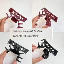 3pcs|2pcs, Soft Silicone Hair Claw, High-End Anti-Drop Durable Hair Clip, 2025 New Design Hair Accessories Women Claw Clip Autumn Hair Clutch Fall Fashion Hair Claw Winter For Vacation Outfits Woman - Multicolor - View 3