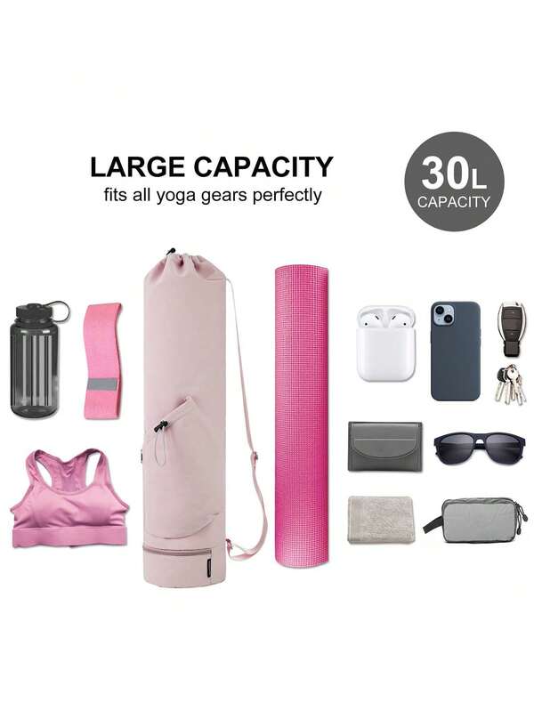 حقيبة رياضية كبيرة السعة لليوغا، حقيبة رياضية بسيطة خفيفة الوزن للحمل عبر الجسم، حقيبة كتف لتخزين حصيرة اليوغا الطويلة، مع فصل للأجزاء الرطبة والجافة، حقيبة رياضية للنساء