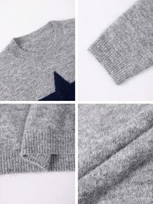 Vestido de fiesta de otoño e invierno de la edición coreana suelta de Vera Lane, blusa de lana con estampado de pentágono negro de unicolor casual para mujer, nueva ropa de invierno, ropa de Año Nuevo y ropa de Acción de Gracias para mujer