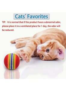 3-10pcs/Set Rainbow Balls, Rainbow Balls, Cat Toy Balls, Foam Balls, Pet Toy Balls, Small Dog Supplies