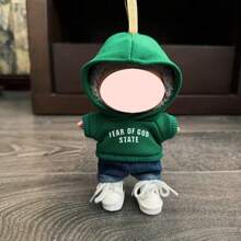 万圣节、圣诞节（仅服装）Labobo 1、2、3代 17cm吊坠娃娃钥匙扣 L 毛绒娃娃印花卫衣套装 适合 - 彩色 - 查看 4