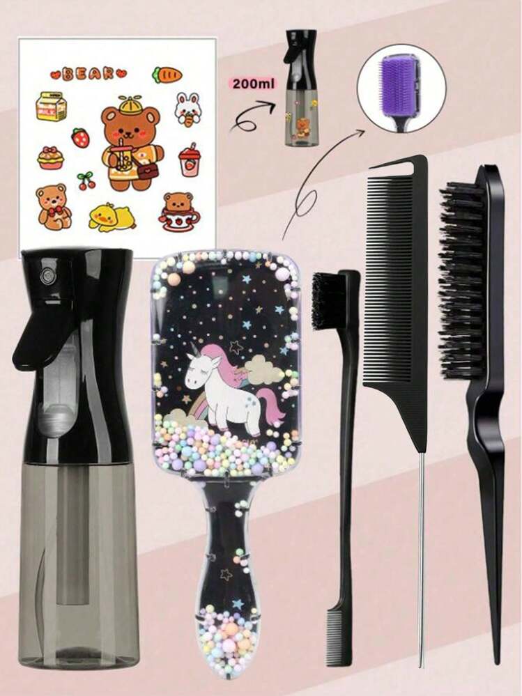 Miniature Cartoon Comb And A Set Of Continuous Spray Bottles With Cartoon Patterns - 4/6/8 Set,Brush,Hair Brushes,Edge Brush,Brush Hair,Hair Comb,Comb Hair,Detangling Brush,Ball Brush,Mini Hair Brush,Hair Brush Set,Wooden Comb,Hair Brush,Hairbrush,Hair Combs,Barber,Hair Tools,Hair Products,Hair Accessories,Slick Back Brush,Hair Care,Hair Comb,Barber Accessories,Comb Hair,Curly Hair Brush,Travel,Hair Stuff,Detangling Brush,Ball Brush,Mini Hair Brush,Hair Accessories,Curly Hair Products,Hairdressing Equipment,Christmas,Barber Accessories,Hair Accessories,Hairdressing,Wooden Comb, Comb, Slick Back Brush, Hairbrush, Edge Brush, Brush Hair, Hair Comb, Hair Brush Set, Comb Hair, Mini Hair Brush, Detangling Brush,Hair Products, Hair Tools, Hair Stuff, Hair Care, Curly Hair Brush, Barber, Barber Accessories, Hairdressing Equipment,Travel Essentials,Hairstyle,Hairdressing - Multicolor - View 20
