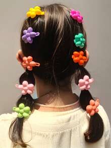 20 قطعة/مجموعة مشابك شعر زهرية ملونة جميلة من البلاستيك، إكسسوارات شعر صغيرة للفتيات، مناسبة للحياة اليومية أو العطلات