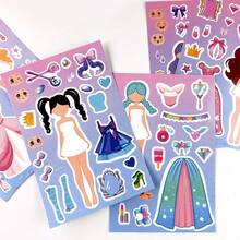 6 Pieces/Pack Laser Face Changing Stickers Collage Butterfly Flower Cake Candy Princess Unicorn Series Diy Colorful Puzzle Gift Stickers - Multicolor - View 3