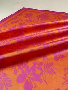 1 chiếc khăn choàng cổ bằng satin thanh lịch in họa tiết hoa và lá nhiệt đới phong cách Bohemian dành cho nữ, có thể dùng làm khăn trùm đầu, khăn quàng cổ hoặc phụ kiện váy. - Màu Hồng Tươi - Xem 5