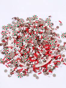50g/Box zufällig gemischter Mini Weihnachts-Harz-Dekorations-Set, Weihnachts-Schneeflocke Weihnachtsmann Perlen, DIY Feiertags-Party Nagelkunst Dekorations-Accessoires