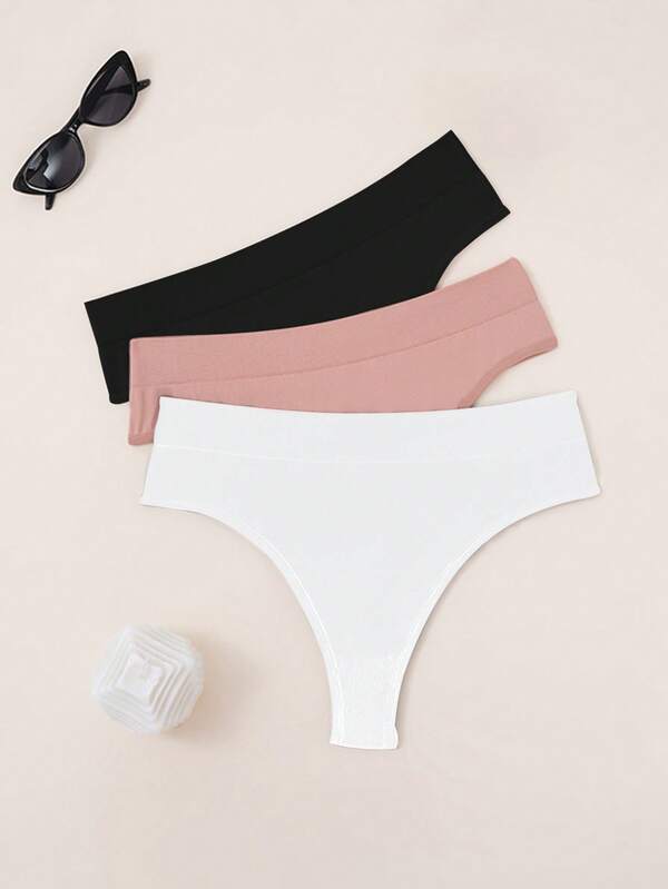 3 Stücke/Pack Lässige - Bequeme minimalistische einfarbige Hipster Slips für Frauen