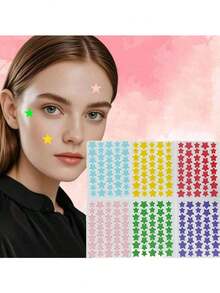 Colorful Star-Shaped Face Stickers, Suitable For Daily Decoration, Events And Parties - Multicolor - View 2