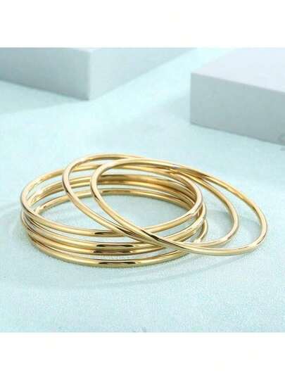 سوار نسائي من الفولاذ المقاوم للصدأ بلون الذهب، أساسي وبسيط وعصري، مقاوم للماء، السمك الفعلي يتراوح بين 2-3 مم