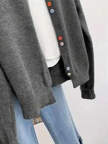 Women's Casual Solid Color Cardigan, Versatile For Autumn - Grey - View 2