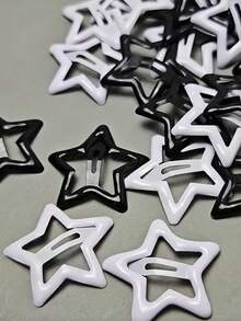 40pcs/Set Y2K Black, White, Beige Multi-Color Star Hair Clips, Satisfy Various Matching Needs, Add Cute And Vibrant Touches To Hairstyles - Suitable For Girls And Women, Daily, Weekend Outings, Birthday Parties, Easily Enhance Your Look And Create A Sweet, Adorable Image, Claw Clips, Hair Slide, Hair Barrettes, Head Accessories, Hair Accessories For Women - Multicolor - View 1