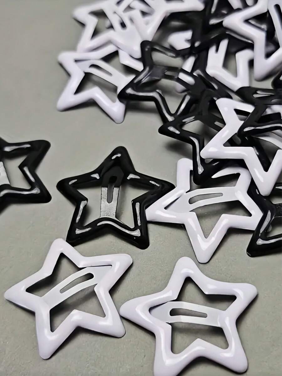 40pcs/Set Y2K Black, White, Beige Multi-Color Star Hair Clips, Satisfy Various Matching Needs, Add Cute And Vibrant Touches To Hairstyles - Suitable For Girls And Women, Daily, Weekend Outings, Birthday Parties, Easily Enhance Your Look And Create A Sweet, Adorable Image, Claw Clips, Hair Slide, Hair Barrettes, Head Accessories, Hair Accessories For Women - Multicolor - View 1