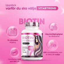 Vitastrong Biotin Hair High Dose – 450 Tablets (15 Months) With Keratin, Selenium, Zinc, Copper, Bamboo And Vitamins For Hair And Nails