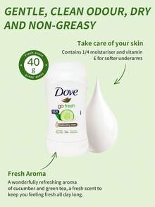 Dove 1瓶40克多芬黄瓜绿茶止汗香体霜，保湿控汗，适合油性肌肤夏季腋下护理 - 綠色 - 查看 2