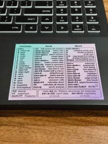 1pc Gradient Color Laptop Keyboard Shortcut Sticker, Includes Functional Shortcut Icons, Self-Adhesive, Clear, Suitable For Office, Computer Operation, Efficiency Improvement, Skill Learning, 3.14x3.14inch - Multicolor - View 11