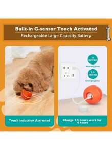 1 szt. Kolorowa, losowa, inteligentna piłka do skakania dla zwierząt to ciekawa i trwała interaktywna zabawka z ładowaniem USB, z gumy termoplastycznej, z losowym ruchem, odpowiednia dla małych psów, dwa kolory do wyboru, odpowiednia do zabawy dla małych psów