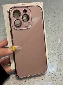 Funda protectora de alta gama con textura de máquina de unicolor, borde recto con película de lente incorporada, compatible con iPhone 16 Pro Max, iPhone 13 nuevo, iPhone 14 Pro, iPhone 16 antihuellas, iPhone 15 Pro Max minimalista, iPhone 15 a prueba de agua, a prueba de golpes y resistente a arañazos con cobertura completa - Oro rosa - Ver 5