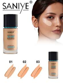 Saniye Base de Maquillaje Profesional 3 Tonos Claros Medianos y Oscuros Cobertura Perfecta para Todo Tipo de Piel Ligero y Duradero 24 Horas Sin Cuartearse u Oxidarse Ideal para Piel Mestiza Morena y Trigueña - 106 - Ver 3
