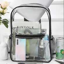 1 robuster, transparenter PVC Mehrzweck-Rucksack, Reise-/Wanderrucksack, Sport-/Freizeittasche, Perspektivrucksack, PVC-Rucksack mit verstellbarem Gurt, wasserdichte klare Umhängetasche, lässiger Stil für Outdoor-Sport und Reisekomfort