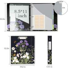 Carpeta organizadora de 3 anillos de 2.54, con portapapeles, 5 separadores con bolsillo, carpeta plástica, 18 etiquetas para divisores y porta bolígrafo (diseño Black Weeds, tamaño carta) - 01-Leopardo - Ver 3