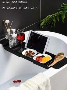 Adjustable Drain Bathtub Caddy, Bathroom Plastic Bathing Bucket Storage Rack, Multifunctional Phone Holder For Bathing & Watching Videos, Bathroom Accessories, Room Decor - Multicolor - View 10