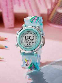 1 件时尚简约休闲新款糖果色气球烟花独角兽可爱可爱手表，适合青少年和学生，万圣节礼物，生日礼物，秋季礼物，返校 - 彩色 - 查看 5