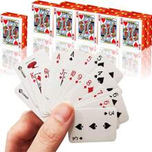 Mini karty do gry - 4 talie 1,5-calowych kieszonkowych kart pokerowych do podróży, sztuczek magicznych i wieczorów w kasynie - najwyższej jakości wodoodporna talia dla dorosłych, nastolatków i wieczorów gier - wyjątkowy pomysł na prezent, upominki na przyjęcia i zestaw kart kolekcjonerskich