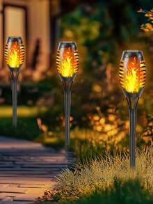 4/8/12 件户外太阳能手电筒，带闪烁火焰的太阳能灯，用于花园装饰，闪烁火焰花园灯，IP44 防水，太阳能自动开/关，适用于草坪、庭院、人行道、车道景观照明，太阳能灯户外圣诞装饰，圣诞灯，仙女灯 - Warm light - 查看 7