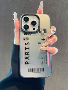 1pc Fashion Airplane Ticket Pattern Matte Soft Anti-Slip Anti-Drop IMD Phone Case Compatible With Apple & Phones - Multicolor - View 2