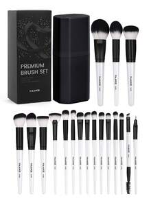 MAANGE 18件套专业化妆刷套装，柔软纤维材质，方便携带，包含粉底刷、眼影刷、晕染刷、眉刷，旅行必备，配有收纳盒，化妆刷套装，化妆刷套装，全套化妆刷，化妆套装，化妆刷套装，化妆套装，化妆刷套装，化妆礼盒，套装，赠品，专业化妆刷，全套化妆刷 - 白色 - 查看 7