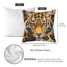 TOPSSCTR 1 pieza, Funda de almohada con diseño contemporáneo de tigre y leopardo - 17.7 pulgadas, tela de poliéster de piel de melocotón, funda de almohada estampada con vida silvestre por un solo lado - Funda decorativa para cojín de sofá - Tema animal - Para decoración de sala de estar y dormitorio - Ideal para amantes de los animales, sin relleno de almohada