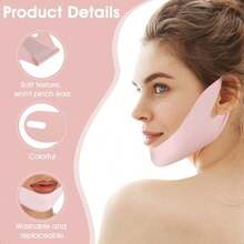 Double Chin Reducer Reusable V Line Face Lifting Chin Mask Chin Strap For Double Chin Face Lifting Belt Chin Lift Mask For Skin Tightening And Preventing Sagging Pink - 如圖 - 查看 3