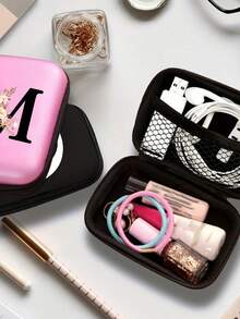 Túi đựng đồ chữ cái A-Z màu hồng EVA, in họa tiết hoa hồng trắng, lý tưởng để đựng dây cáp du lịch, dây USB, phụ kiện điện tử, tai nghe lễ hội âm nhạc và đồ dùng công nghệ khi đi du lịch, đi làm, đi học, ở ký túc xá. Món quà tuyệt vời cho Ngày Nhà giáo. - Nhiều màu - Xem 4