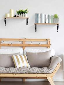 1个投影仪壁挂支架，加固钢支撑，卧室壁挂式储物架，100%天然桐木，大尺寸，用途广泛，可调节支架设计，适用于厨房、浴室和卧室收纳，坚固耐用，易于安装，非常适合展示小型盆栽植物、多肉植物和悬挂装饰品。 - 燒木色 - 查看 2