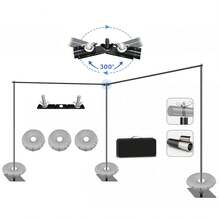 19x6.5ft Backdrop Stand With 300° Rotatable Connector & Double Crossbar - Adjustable Background Support System, 6 Clamps, 3 Waterbags, Carry Bag For Photography, Weddings, Events - 黑色 - 查看 1