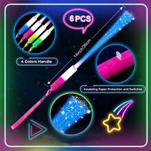 6pcs Colorful Fiber Optic Glow Sticks, LED Glow Sticks Bulk Flashing Wands For Christmas, Concerts, Party Favors, Stage Props, Weddings, Parties, Valentine's Day, Photography Atmosphere Decor, Birthday, Guests, DJ, Music Festivals, Celebrations, Memorable Neon Light Parties, Gifts, Halloween, New Year's Eve And Christmas Celebrations, Photography Atmosphere Decor