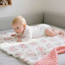 1 Stück Baby Decke für Jungen und Mädchen, weiche Plüsch Minky Decke mit doppelter Lage gepunktetem Rücken für Kleinkinder, mehrfarbig Muster 30 x 40 Zoll (75 x 100 cm)