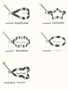 5pcs Stainless Steel Pancake Mold Set, Egg Cooking Tools, RV Kitchen Accessories - Multicolor - View 2