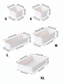 1/4/6/5/9 Pieces Of White Plastic Storage Box, Drawer Storage Set, Multifunctional Bathroom And Dressing Table Drawer Storage Tray, Cosmetics Storage Box, Bedroom, Kitchen Small Tools And Office - White - View 19