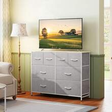8-Drawer Dresser For Bedroom, Wide Fabric Chest Of Drawers For Storage And Organization, Closet Hallway And Living Room Use, Versatile Storage Cabinet, Large Capacity - Light Grey - View 3